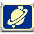 Vintage Italienischer Charm-Link für DIY-Armbänder mit blauem Sternenplaneten-Design. - Saturn und Herz Modul (YK01) / Blau/Stahl