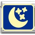 Italienischer Modular-Charm für DIY-Armbänder mit blauem Nachthimmel Mond und Sternen - Mond und Sterne Modul (YK2) / Blau/Stahl