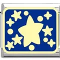 Italian style stainless steel DIY bracelet charm with blue starry sky enamel pattern - Stars and Dots Module (YK03) / Blue/Steel
