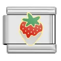 Stainless steel strawberry pattern modular charm for DIY Italian style bracelets - Red (SG05)