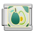 Stainless steel Italian charm with avocado enamel design for DIY bracelets - Dark Green (SG06)