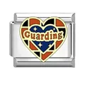 Custom Italian charm link with enamel heart design and Guarding text for bracelets - Guarding Heart Pattern (AX07)