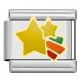 Modular Italian charm with yellow stars and rainbow tail design for DIY bracelets - Rainbow Star Pattern (XX06)