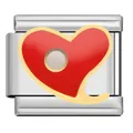Elegant stainless steel modular charm featuring a vibrant red enamel heart with a gold border - Red Heart Gold Border Link (AX07)