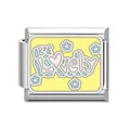 Maillon de bracelet italien premium avec design jaune Be Lovely et fleurs - Slogan Adorable (BE Lovely) (#5)