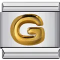Hochwertiger goldener Buchstabe G Italienischer Charm Anhänger aus robustem Edelstahl - Buchstabe G(G07)