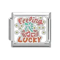 Maillon de charme italien avec design émail coloré 'Feeling LUCKY' sur base argentée - Slogan Chance (Feeling LUCKY) (#16)