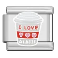 Esclusivo charm italiano con tazza di caffè 'I Love You Alatte' per bracciale DIY - Stile Tazzina da Caffè (LS07)