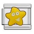 Italian charm link featuring a cute yellow smiling star character in stainless steel - Yellow Cartoon Star Shape (XX08)