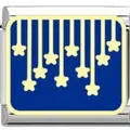 Italian DIY charm link featuring a blue starry sky with yellow falling stars design - Stars and Lines Module (YK04) / Blue/Steel