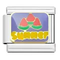 DIY stainless steel Italian charm module featuring summer watermelon enamel design - Summer Watermelon Link (YW06)