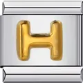 Italienisches Armband-Modul aus Edelstahl mit vergoldetem Buchstaben H - Buchstabe H(H08)