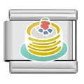 Charm modulare italiano per bracciali DIY con design in smalto a forma di pancake - Stile Pancake (LS08)