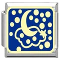 Italian style modular bracelet charm link featuring a blue starry night sky moon and stars - Moon and Stars Module (YK05) / Blue/Steel