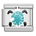 Italian modular charm link featuring a teal sea turtle for DIY stainless steel bracelets - Sea Turtle Pattern Link (HY05)