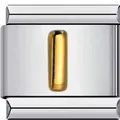 Hochwertiges italienisches Armbandglied aus Edelstahl mit goldenem Buchstaben I - Buchstabe I(I09)