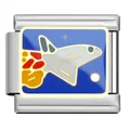 Nahaufnahme eines Space-Shuttle-Emaille-Charms für modulares Edelstahlarmband - Space Shuttle (ZJ02)