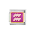 Edelstahl-Aquarius-Zodiac-Modul-Charm mit lila Emaille-Finish für DIY-Schmuckstücke - Wassermann Modulares Charm (XZ01)