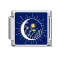 Detail of Italian modular charm with celestial night sky moon and sun enamel design - Starry Moon Flower (YK01)