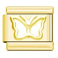 Detailed view of a gold stainless steel butterfly charm for DIY modular bracelets - Gold Butterfly 1