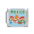 Detailed view of stainless steel Mexico theme Italian modular charm with enamel finish - Mexico Style (DB02) / Steel