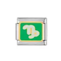 Dettaglio charm modulare in acciaio inox Capricorno con sfondo in smalto verde - Capricorn / 1 Pezzo