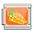 Stainless steel Italian modular charm link with carrot enamel design for DIY jewelry - Carrot Pattern (SG03) / Steel Color