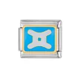 Vista dettagliata del charm Gemini in acciaio inox con smalto blu per bracciale. - Gemini / 1 Pezzo