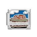 Detailed macro view of an Italian charm featuring an Ayers Rock landscape design. - Ayers Rock Style (DB04) / Steel