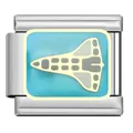 Italian modular charm featuring a white space shuttle on a blue enamel background - Space Shuttle Pattern (ZJ05) / Steel