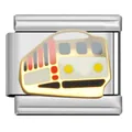 Detailed gold and white train charm for DIY 9mm modular stainless steel bracelet link. - Train Tram (ZJ05)