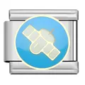 Italian charm modular link with blue enamel satellite design for DIY bracelets - Satellite Pattern (ZJ06) / Steel