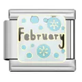 Detailansicht eines modularen Februar-Charms mit blauen Schneeflockenmustern - Februar-Modul / Februar Thema (YW02)