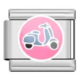 Stainless steel modular charm link with pink scooter design for DIY bracelets - Scooter Motorcycle (ZJ07)