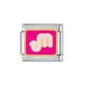 Personalized stainless steel modular charm with pink Scorpio zodiac sign enamel inlay - Scorpio
