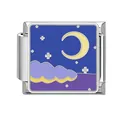 Italian modular charm link with enamel moon and night sky design - Moon And Purple Clouds (YK05)