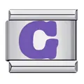 High quality stainless steel Italian charm link featuring a vibrant purple letter C design - Letter G (Y124)