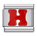 Italian charm link with red enamel letter H on stainless steel module for DIY bracelet - Red H Letter