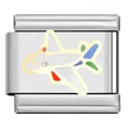 Colorful enamel airplane charm for 9mm modular bracelet in silver stainless steel - Colorful Airplane (ZJ08)