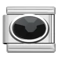 Modularer Edelstahl-Armbandanhänger mit einem facettierten schwarzen ovalen Stein-Einsatz - Schwarzer Ovaler Stein Charm (TY01)