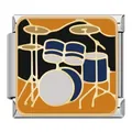 Eslabón de acero inoxidable con diseño de batería para pulsera de dijes italianos - Serie de Instrumentos - Batería (LQ06)