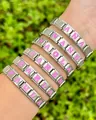 DIY Italienische Charm-Armbänder mit pinken Namensinitialen auf Edelstahlgliedern - Buchstabe A / Rosa Buchstaben