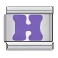 Purple letter H stainless steel Italian modular charm for DIY jewelry bracelets - Letter H (Y125)