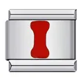 Custom stainless steel Italian charm link featuring red enamel letter I for DIY jewelry - Red Letter I