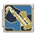 Charm de saxofón instrumento musical para pulsera modular italiana DIY de acero. - Serie de Instrumentos - Saxofón (LQ07)