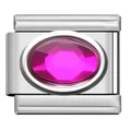 Modularer Armband-Charm aus Edelstahl mit einem lebhaften ovalen rosa Edelstein für DIY - Rosa-Lila Ovaler Stein Charm (TY02)