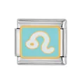 Maillon de bracelet italien en acier inoxydable avec design signe du zodiaque Lion bleu - Lion / 1 Pièce
