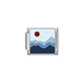 Charm modular italiano con diseño de mar y montaña en esmalte para pulseras DIY - Olas al Atardecer (HY07)