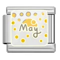 Stainless steel modular link for DIY charm bracelet featuring May lettering - May Charm Module