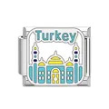 Stainless steel Italian modular charm featuring colorful Turkey landmark enamel design for DIY - Turkey Mosque Style (DB05) / Steel